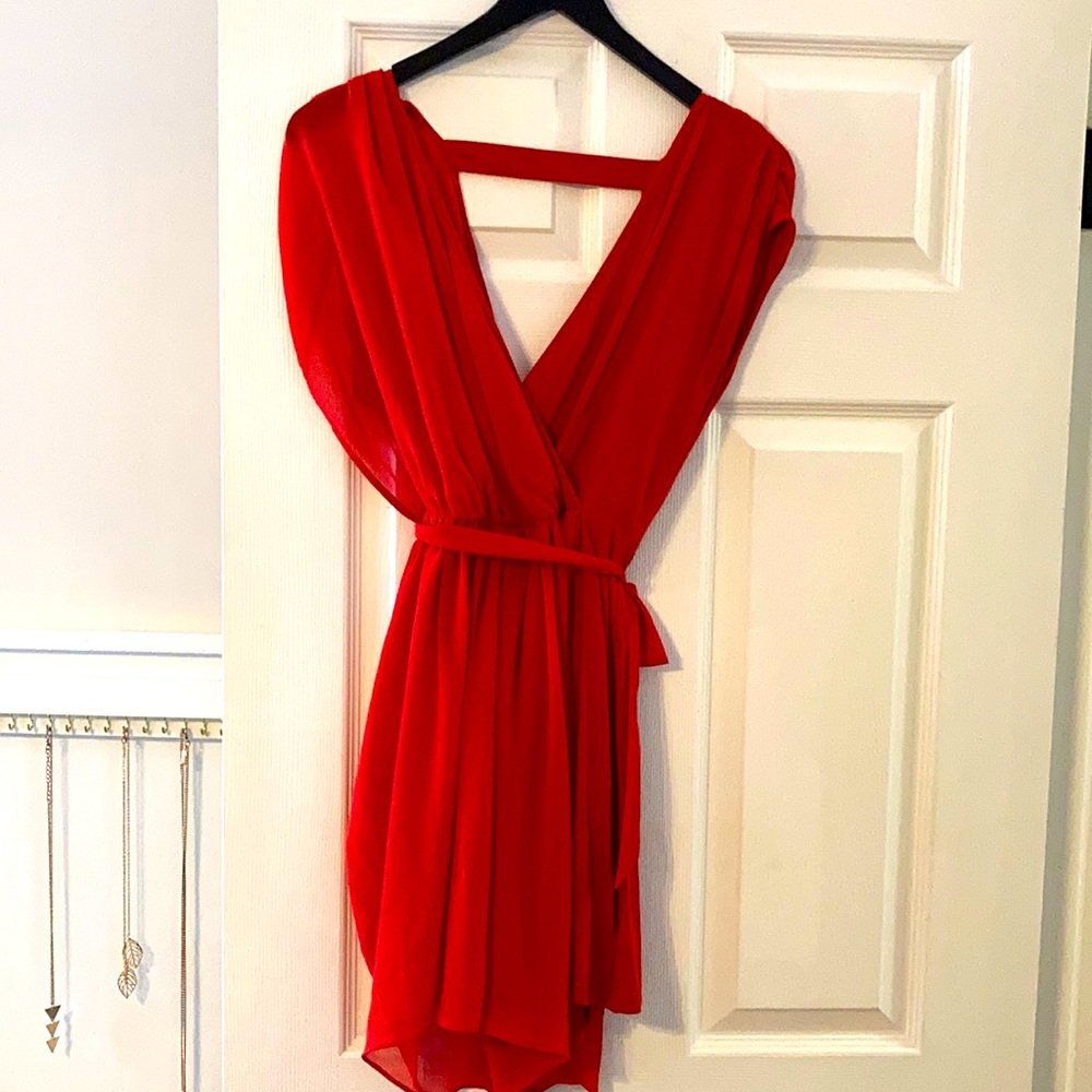 Bebe Tangerine Open Back Mini Dress